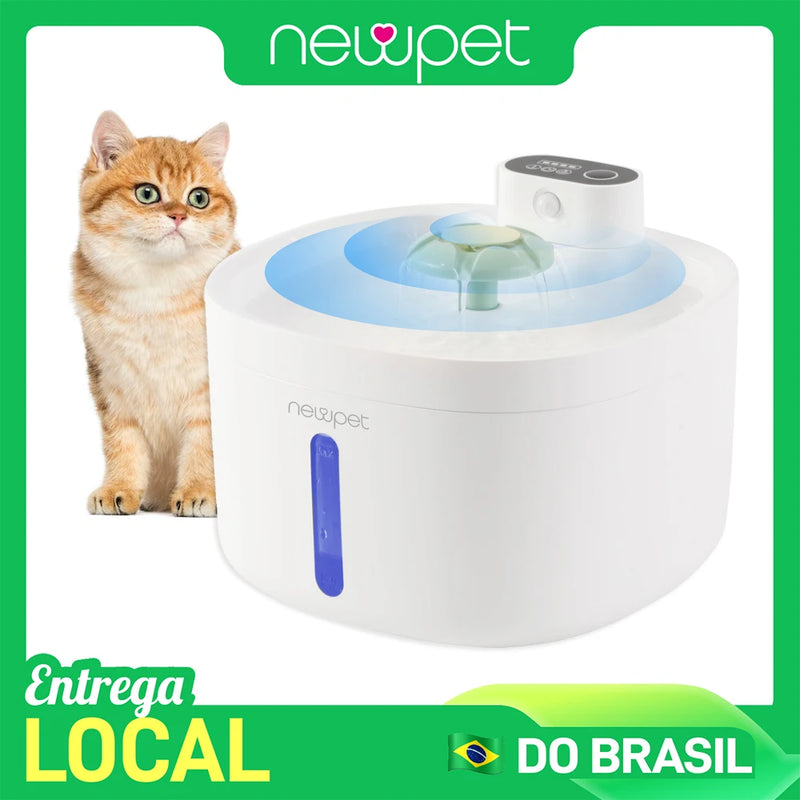 Newpet 2.6L Automatic Cat Water Fountain 4000mAh Wireless Pet Drinker USB Recharge Battery & Sensor 2 in 1 Dispenser