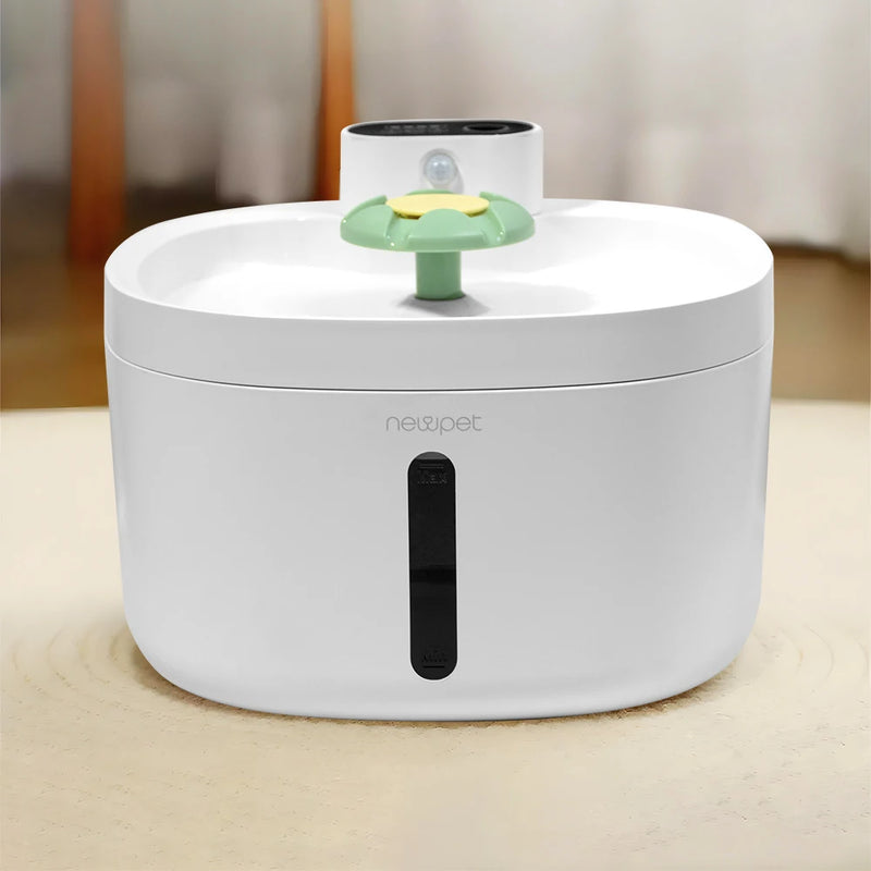 Newpet 2.6L Automatic Cat Water Fountain 4000mAh Wireless Pet Drinker USB Recharge Battery & Sensor 2 in 1 Dispenser